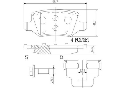 [P50058N] BRAKE PADS REAR BREMBO CERAMIC MERC
