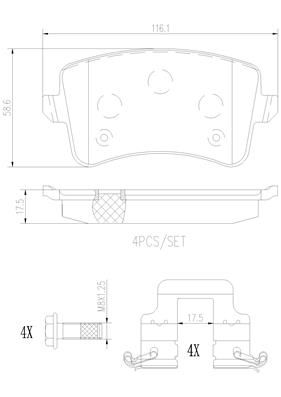 [P85099N] REAR PADS BREMBO CERAMIC VAG
