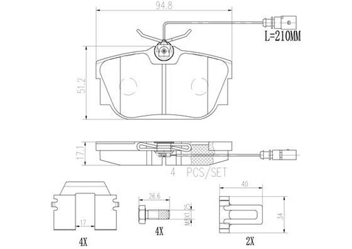 [P85046N] BRAKE PADS REAR WITH SENSOR BREMBO CERAMIC VAG