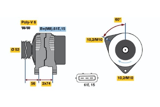 [0 123 315 022] ALTERNATOR BOSCH BMW
