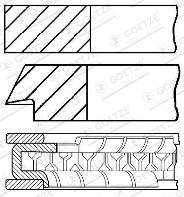 [08-127300-00] PISTON RING SET STD GOETZE BMW