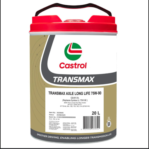 [3429945] GEAR OIL 20L 75W90 GL-5 TRANSMAX AXLE LONG LIFE CASTROL