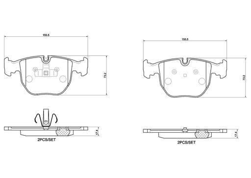[P06118N] BRAKE PADS REAR BREMBO CERAMIC ROLLS-ROYCE