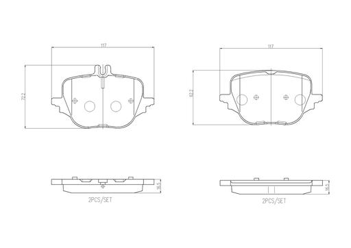 [P50169N] BRAKE PADS REAR BREMBO CERAMIC MERC