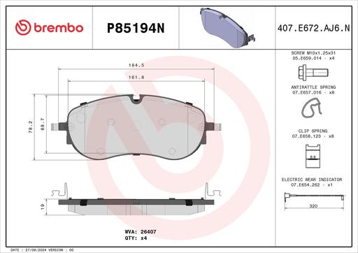 [P85194N] BRAKE PADS FRONT BREMBO CERAMIC VAG