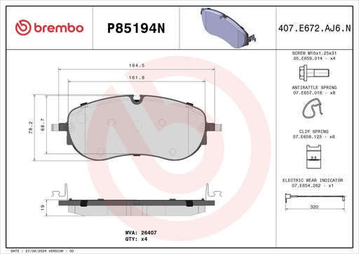 [P85194N] FRONT PADS BREMBO CERAMIC VAG