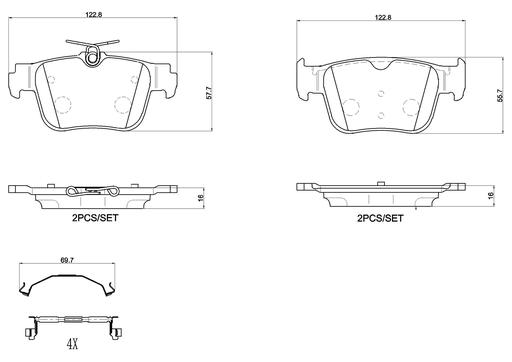 [P85184] BRAKE PADS REAR BREMBO VAG