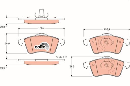 [GDB1282] BRAKE PADS FRONT TRW VAG