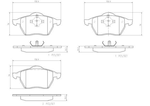 [P85036N] BRAKE PADS FRONT BREMBO CERAMIC VAG