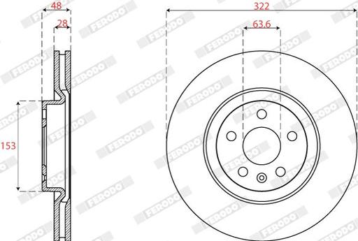 [DDF2693C] BRAKE DISC FRONT 322MM FERODO VOLVO