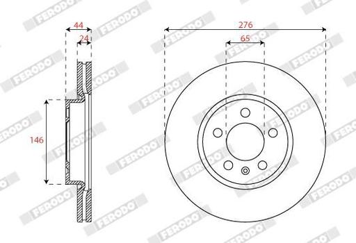 [DDF2664C] BRAKE DISC FRONT 276MM FERODO VAG