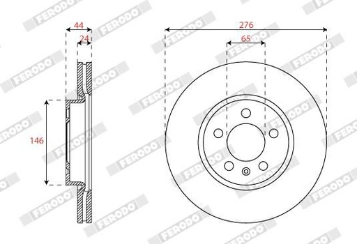 [DDF2664C] FRONT DISC 276MM FERODO VAG