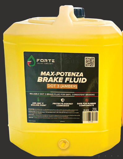 [FL1131] MAX-POTENZA BRAKE FLUID 20L FORTE DOT 3 AMBER/PALE YELLOW