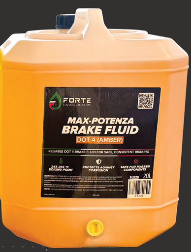 [FL1128] MAX-POTENZA BRAKE FLUID 20L FORTE DOT 4 AMBER/PALE YELLOW