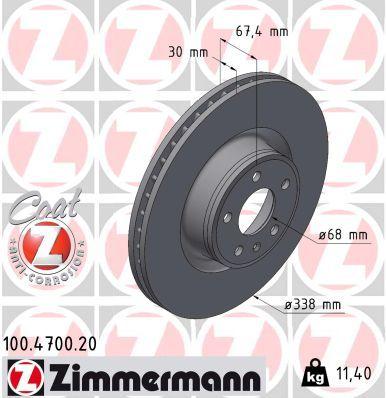 [100.4700.20] BRAKE DISC FRONT 338MM ZIMMERMANN VAG