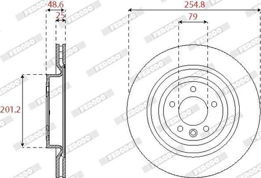 [DDF2550C-1] BRAKE DISC REAR 365MM FERODO LAND ROVER