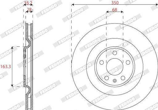 [DDF2661C] BRAKE DISC REAR 350MM FERODO VAG