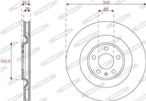 [DDF2661C] REAR DISC 350MM FERODO VAG