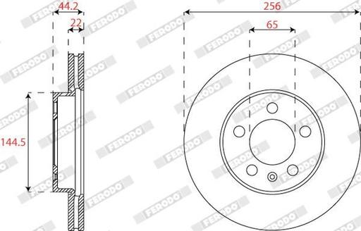 [DDF2663C] BRAKE DISC FRONT 256MM FERODO VAG
