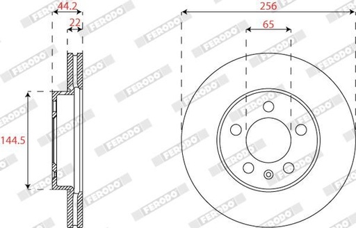 [DDF2663C] FRONT DISC 256MM FERODO VAG