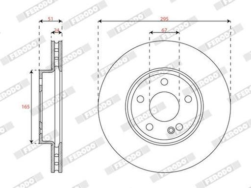[DDF3033C] BRAKE DISC FRONT 295MM FERODO MERC