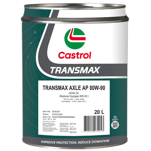 [3430307] GEAR OIL 20L 80W90 TRANSMAX AXEL AP CASTROL