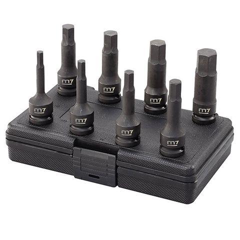 [M7-MB44008M] M7 IMPACT IN HEX SOCKET SET, 1/2" DRIVE, 8PCS, 6 - 19MM