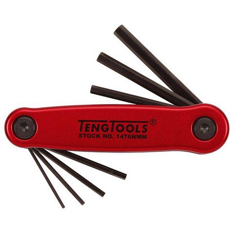 [TE-1476NMM] TENG FOLDING METRIC HEX KEY SET, 7PCE, 1.5MM-6MM