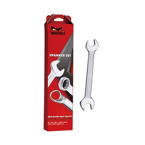 [TE-6208] TENG DOUBLE OPEN END SPANNER SET, 8PCE, METRIC