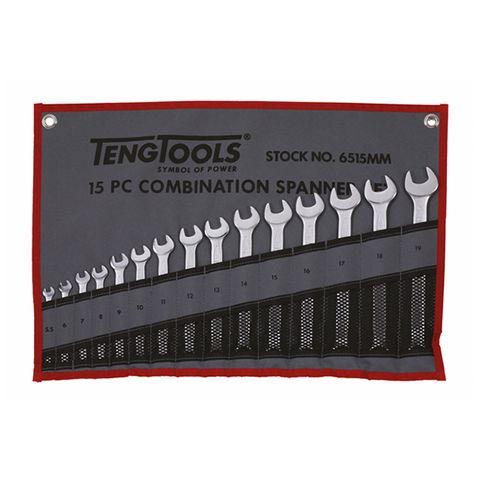 [TE-6515MM] TENG COMBINATION SPANNER SET W/WALLET, METRIC, 15PCE, 5.5MM-19MM
