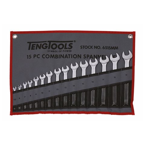 [TE-6515MM] TENG COMBINATION SPANNER SET W/WALLET, METRIC, 15PCE, 5.5MM-19MM