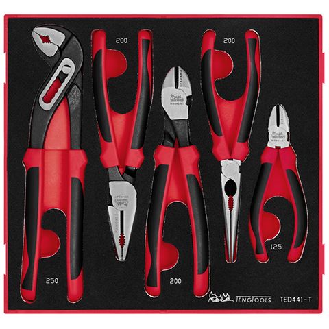 [TE-TED441-T] TENG 5PCE MB TPR GRIP PLIER SET - TED-TRAY