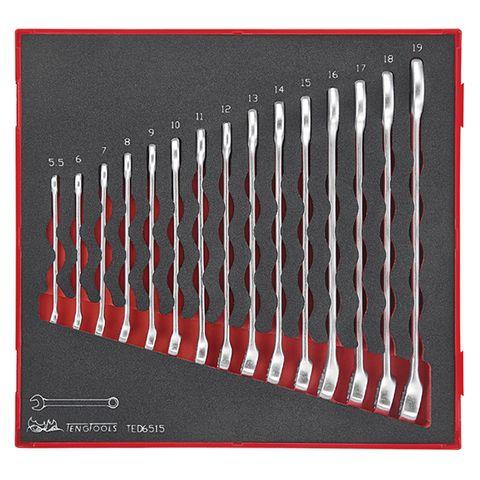 [TE-TED6515] TENG 15PCE COMBINATION SPANNER SET 5.5-19MM - TED-TRAY