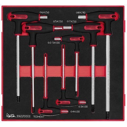 [TE-TEDHEX7] TENG 7PCE T-HANDLE HEX SET 2.5-8MM - TED-TRAY