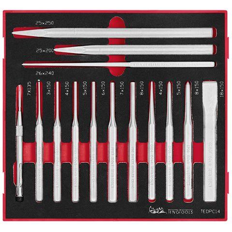 [TE-TEDPC14] TENG 14PCE P PUNCH & CHISEL SET - TED-TRAY