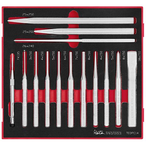 [TE-TEDPC14] TENG 14PCE P PUNCH & CHISEL SET - TED-TRAY