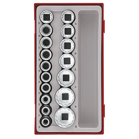 [TE-TT1217] TENG 17PCE 1/2" DR. SOCKET SET 10-32MM - TC-TRAY