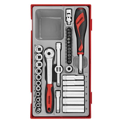 [TE-TT1435] TENG 35PCE 1/4" DR. SOCKET & ACC SET 4-13MM - TC-TRAY