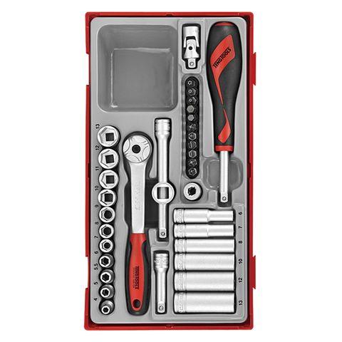 [TE-TT1435] TENG 35PCE 1/4" DR. SOCKET & ACC SET 4-13MM - TC-TRAY
