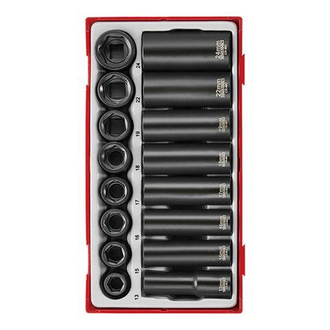 [TE-TT9116N] TENG 16PCE 1/2" DR. MM REG/DEEP IMP SOCKET SET - TC-TRAY