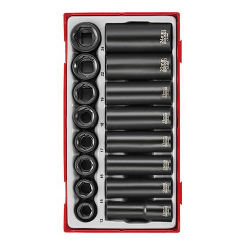[TE-TT9116N] TENG 16PCE 1/2" DR. MM REG/DEEP IMP SOCKET SET - TC-TRAY
