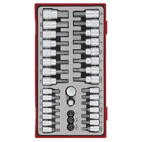 [TE-TTBS35] TENG 35PCE 1/4" & 3/8" DR. BITS SOCKET SET - TC-TRAY