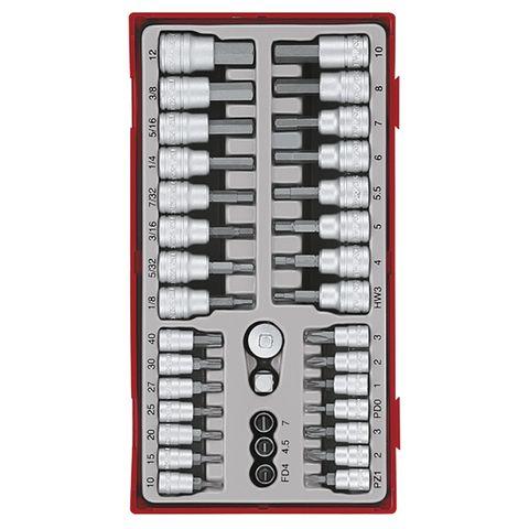 [TE-TTBS35] TENG 35PCE 1/4" & 3/8" DR. BITS SOCKET SET - TC-TRAY