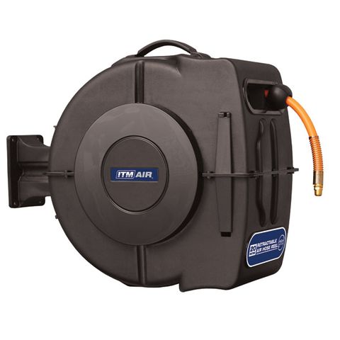 [TM300-020] ITM RETRACTABLE AIR HOSE REEL, 10MM X 20M HYBRID POLYMER AIR HOSE WITH 1/4" BSP MALE FITTINGS