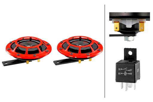 [3AG 003 399-801] SUPER TONE HORN SET RED HELLA