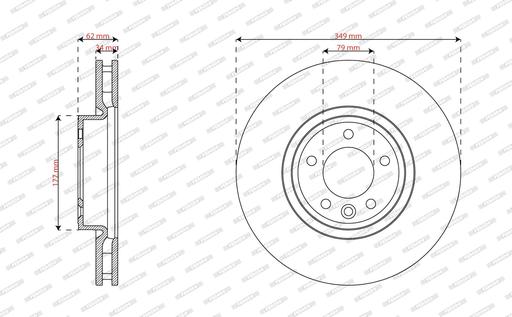 [DDF3083C-1] BRAKE DISC FRONT 349MM FERODO LAND ROVER