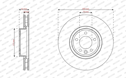 [DDF3083C-1] FRONT DISC 349MM FERODO LAND ROVER