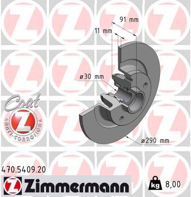 [470.5409.20] BRAKE DISC REAR WITH BEARING 290MM ZIMMERMANN RENAULT