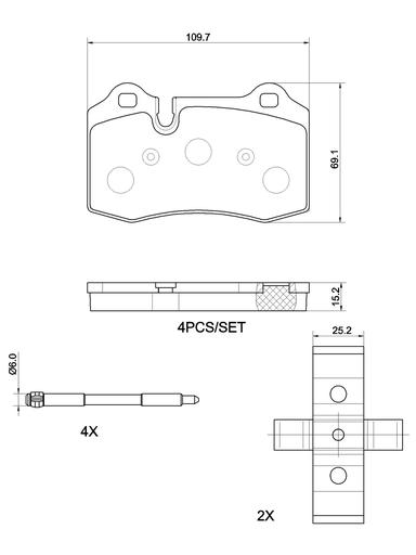 [P48007] BRAKE PADS REAR BREMBO MASERATI