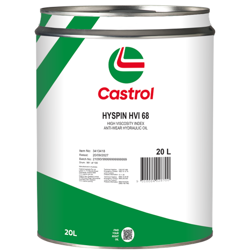 [3413418] HYDRAULIC OIL 20L HYSPIN HVI 68 CASTROL